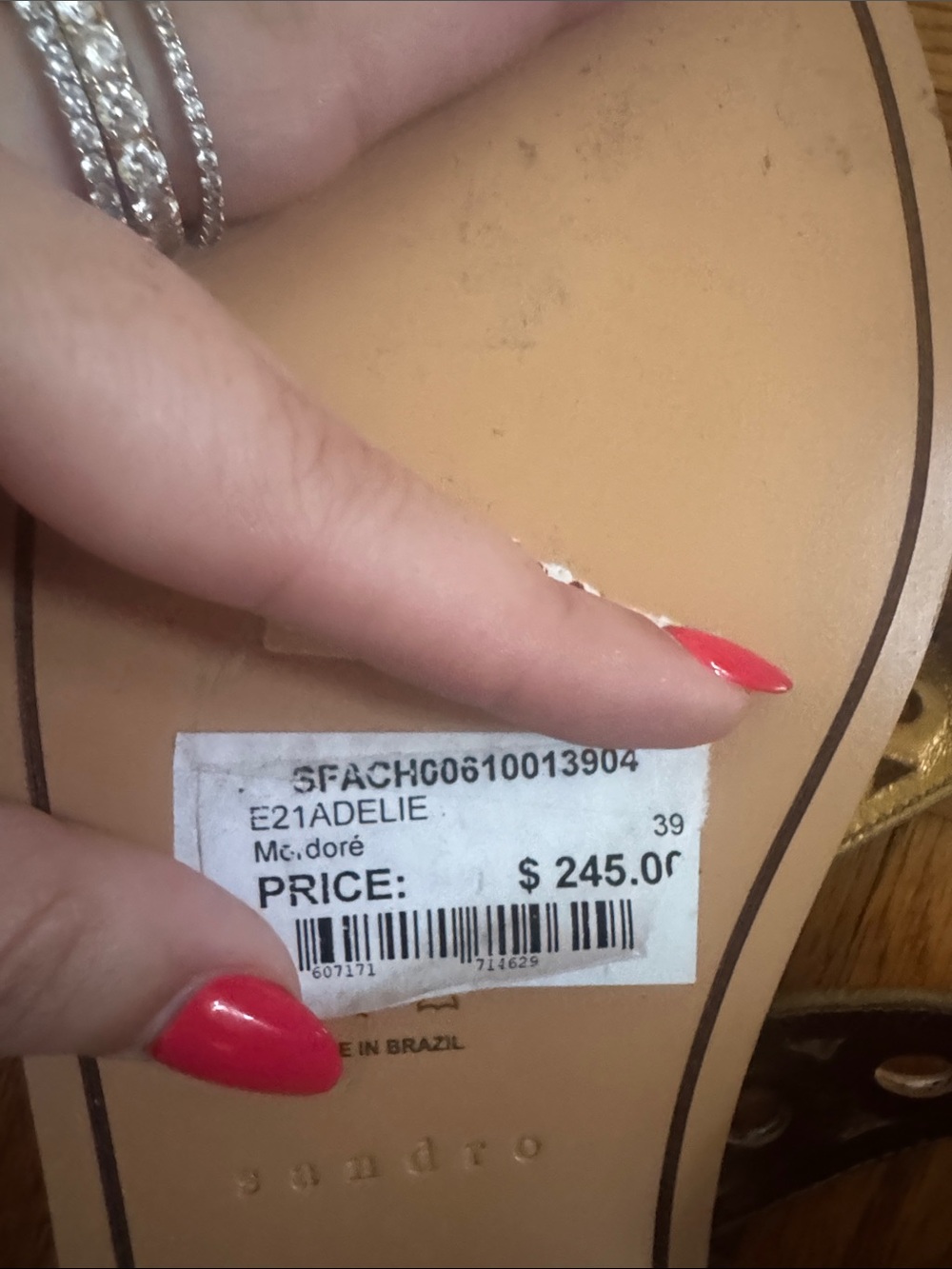 Sandro Metallic Gold Grommet Strap Sandals - Picture 2 of 3